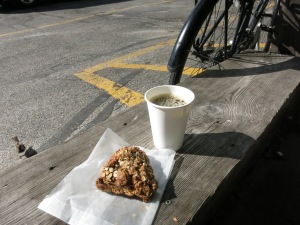 Blueberry Oatmeal Scone with Dark Coffee